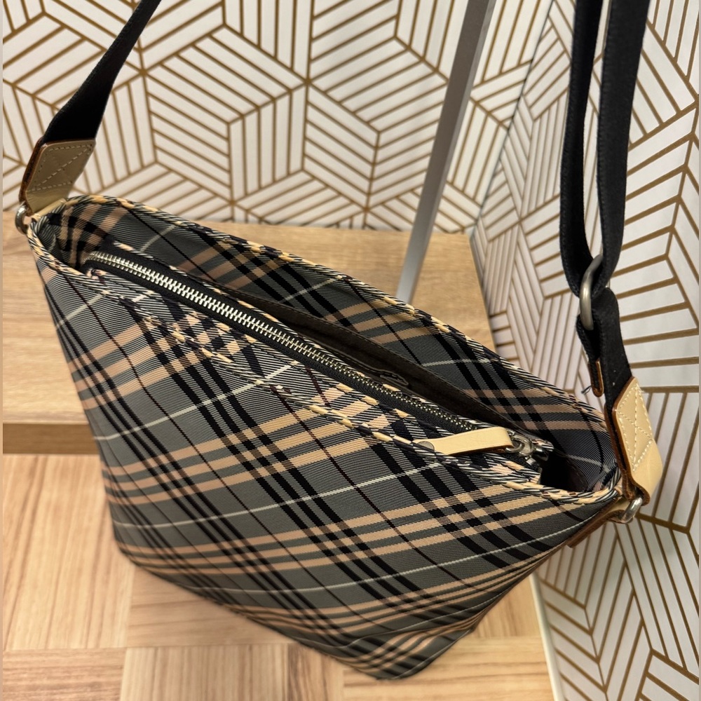 Burberry Blue Label Nova Check Nylon & Leather Shoulder Tote (Diagonal Plaid) - Picture 7 of 16